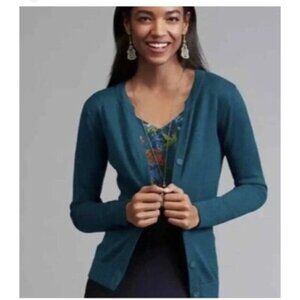 Cabi Womens Teal  Ever Cardigan Sweater v neck snap size medium style 3368